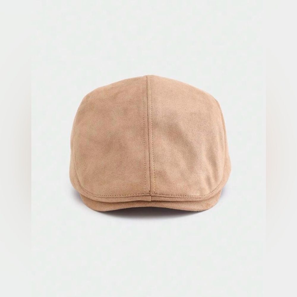 Classic Beige Suede Newsboy Flat Cap - Picture 3 of 9